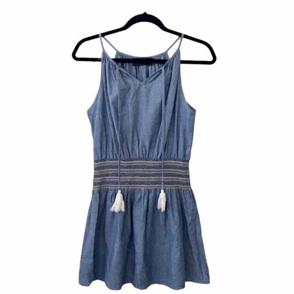 MINKPINK Blue Chambray Sleeveless Tunic Tank Top - Picture 1 of 6